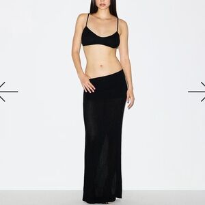 NWT Skims Sheer Foldover Maxi Skirt new black
